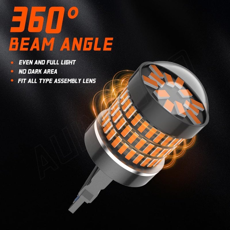 AUIMSOCO 3157 LED Turn Signal Bulb for GMC Sierra 2500(2000 2001 2002 2003 2004 2005 2006 2007 2008 2009 2010 2012 2013 2014), 300% Brighter, 3047 3057 4157 Replacement, Amber Yellow, Pack of 2 - Image 2